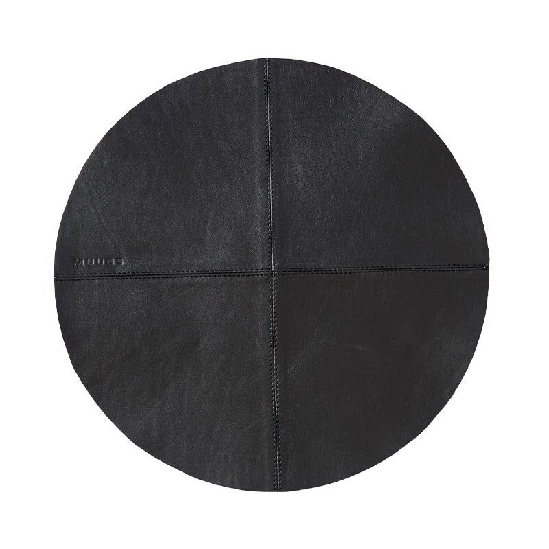 Apvalus padėkliukas Camou, buivolo oda, Ø36 cm, juodas
