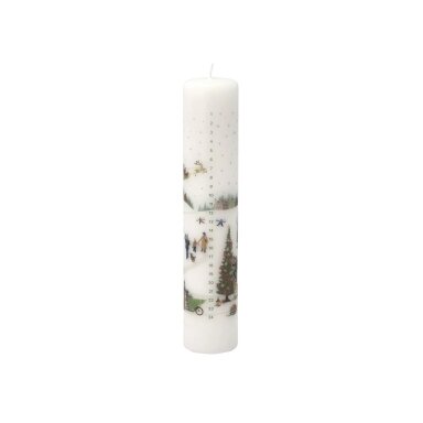 Bastian winter calendar candle, 5 x 25 cm, white