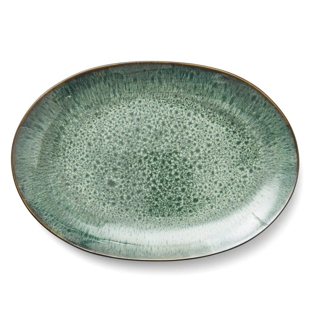 BITZ ovalus indas 36 x 25 cm, juodas/žalias