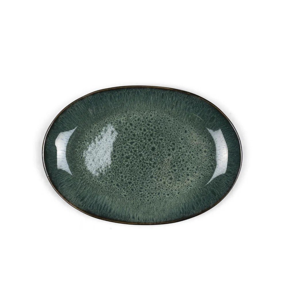 BITZ ovalus indas 36 x 25 cm, juodas/žalias 3