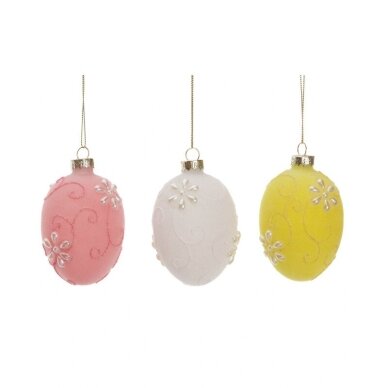 Dekoratyvinis kiaušinis su perlų gėlėmis, rožinis Dekoratyvinis kiaušinis su perlų gėlėmis, rožinis
