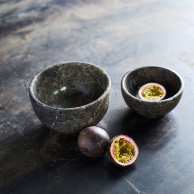 Bowl Dowa M, marble, 12x6,4 cm, grey/brown
