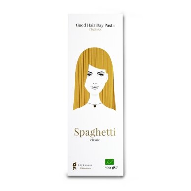 Good Hair Day makaronai, klasikiniai ekologiški spagečiai 500g Good Hair Day makaronai, klasikiniai ekologiški spagečiai 500g