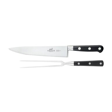 Sabatier Lion carving set 2 parts, steel/black