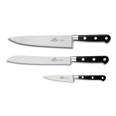Lion Sabatier Licorne knife set, 3 parts, steel/black