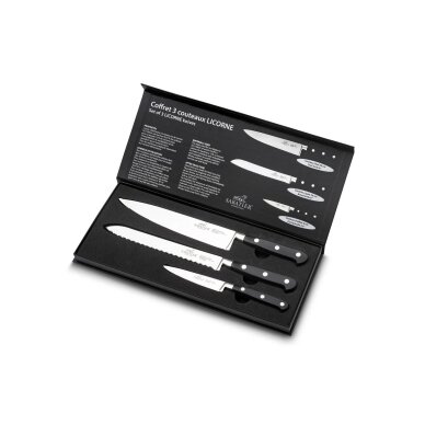 Lion Sabatier Licorne knife set, 3 parts, steel/black 1