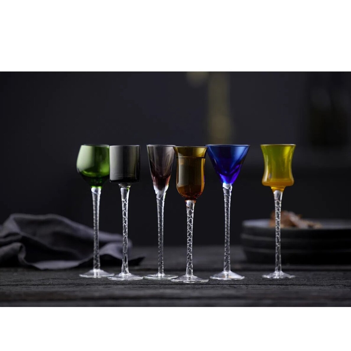 Lyngby Glas šoto taurės London, 18 cm 6 vnt. įvairių spalvų 1 Lyngby Glas šoto taurės London, 18 cm 6 vnt. įvairių spalvų 1