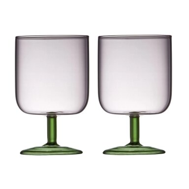 Lyngby Torino wine glasses, 30 cl, 2 pcs., pink/green