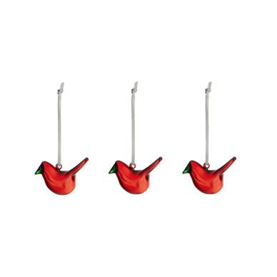 Mini stiklo paukščiai 3 vnt. raudoni | red Mini stiklo paukščiai 3 vnt. raudoni | red