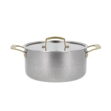 Puodas su dangčiu Durance, 5 litrai, 24 cm, plieninis Puodas su dangčiu Durance, 5 litrai, 24 cm, plieninis