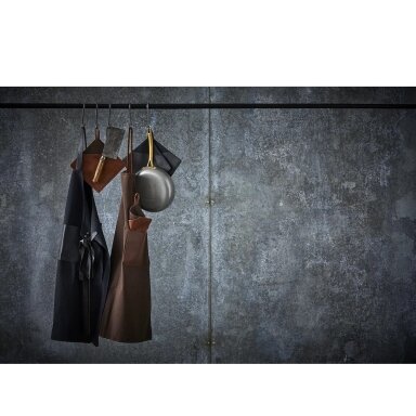Pot holders 20.5 x 20.5 cm 2 pcs., brown, canvas/leather
