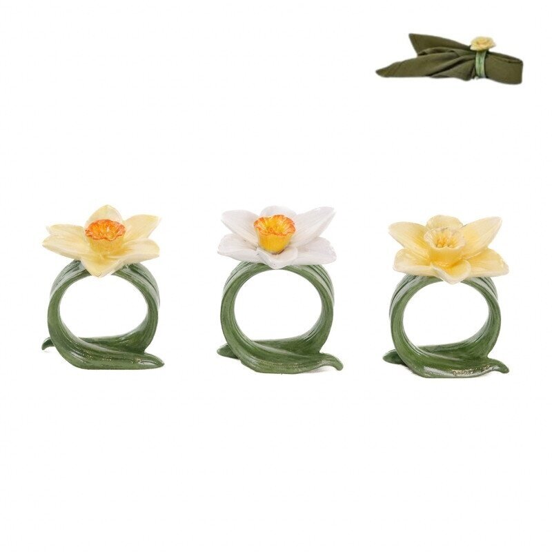 Napkin ring with daffodil, yellow petals and light center Napkin ring with daffodil, yellow petals and light center