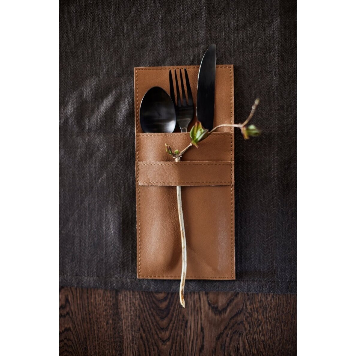Stalo įrankių dėklas (kišenė), buivolo oda, 10,5 x 23,5 cm, rudas 2
