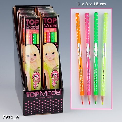 TOPModel neoninių spalvotų pieštukų rinkinys - 4 spalvos TOPModel neoninių spalvotų pieštukų rinkinys - 4 spalvos