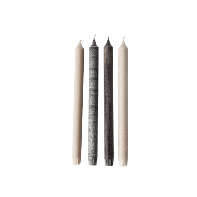 Žvakės Yoro - Nordic glow S, 4 vnt., stearinas, 2,2 x 30 cm
